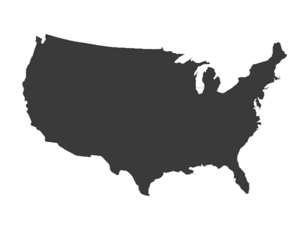 Silhouette map of the United States showing nationwide service coverage