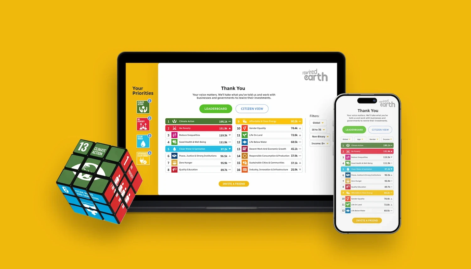 Rewired Earth survey leaderboards
