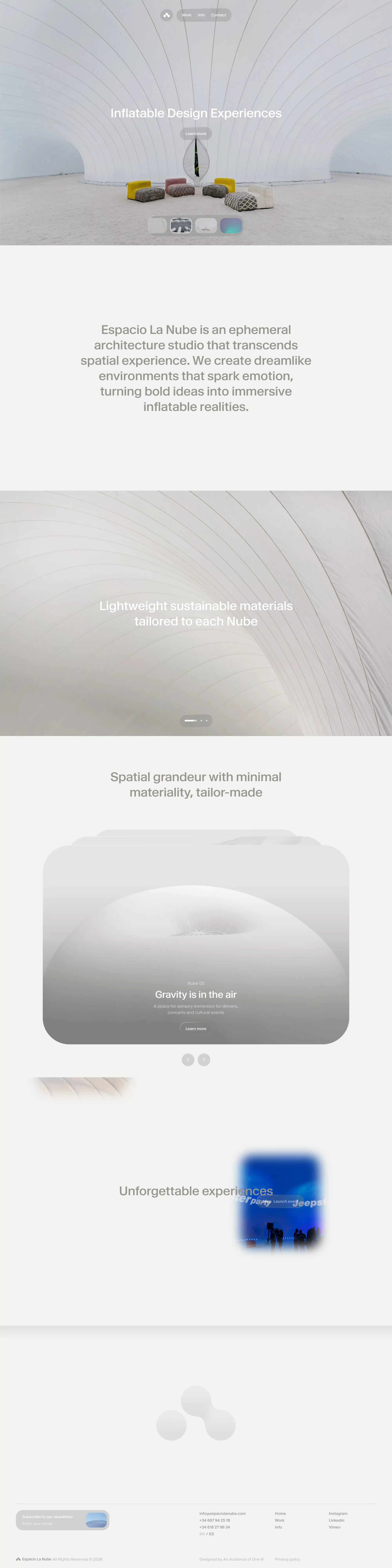 Espacio La Nube portfolio page screenshot showcasing Design and Furniture & Interiors design