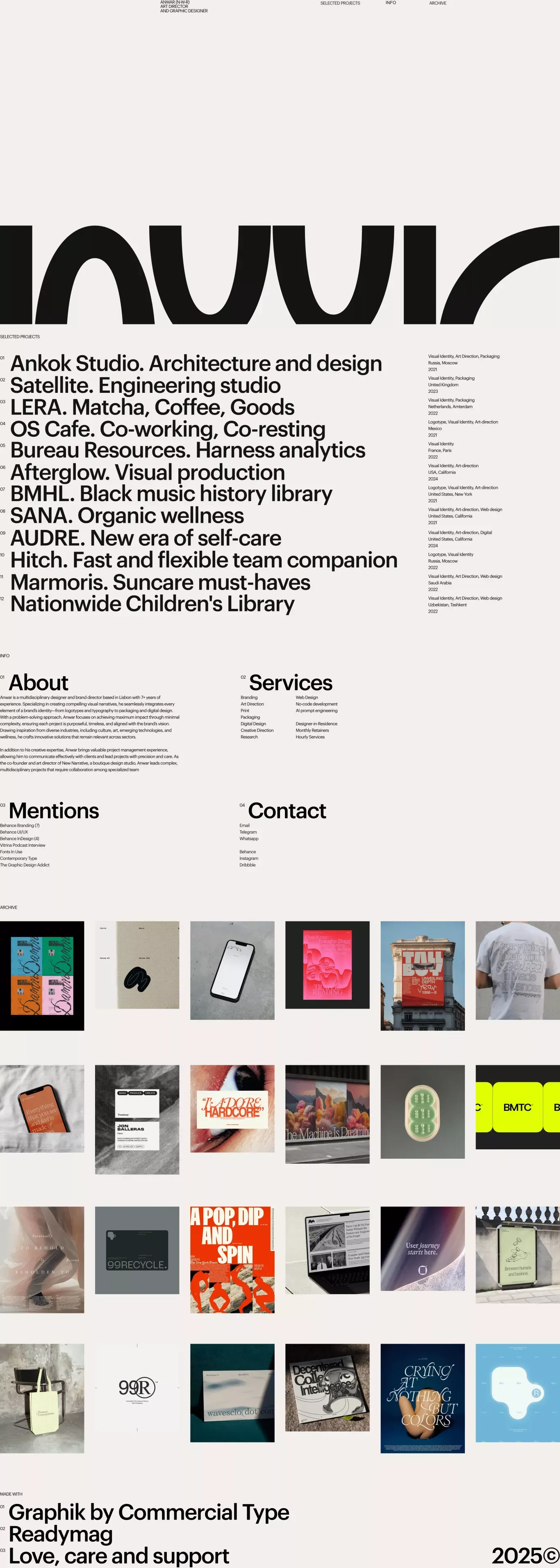 NWR portfolio page screenshot showcasing Design design