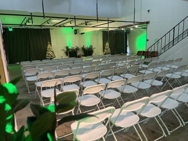 Chair and lighted dance floor at bookabl studio oceanside, ca for dance recitals