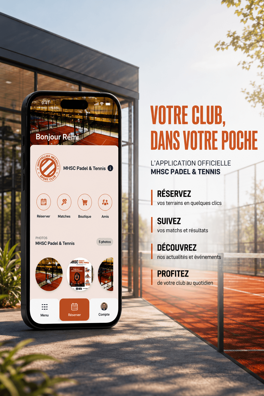 application gestion padel