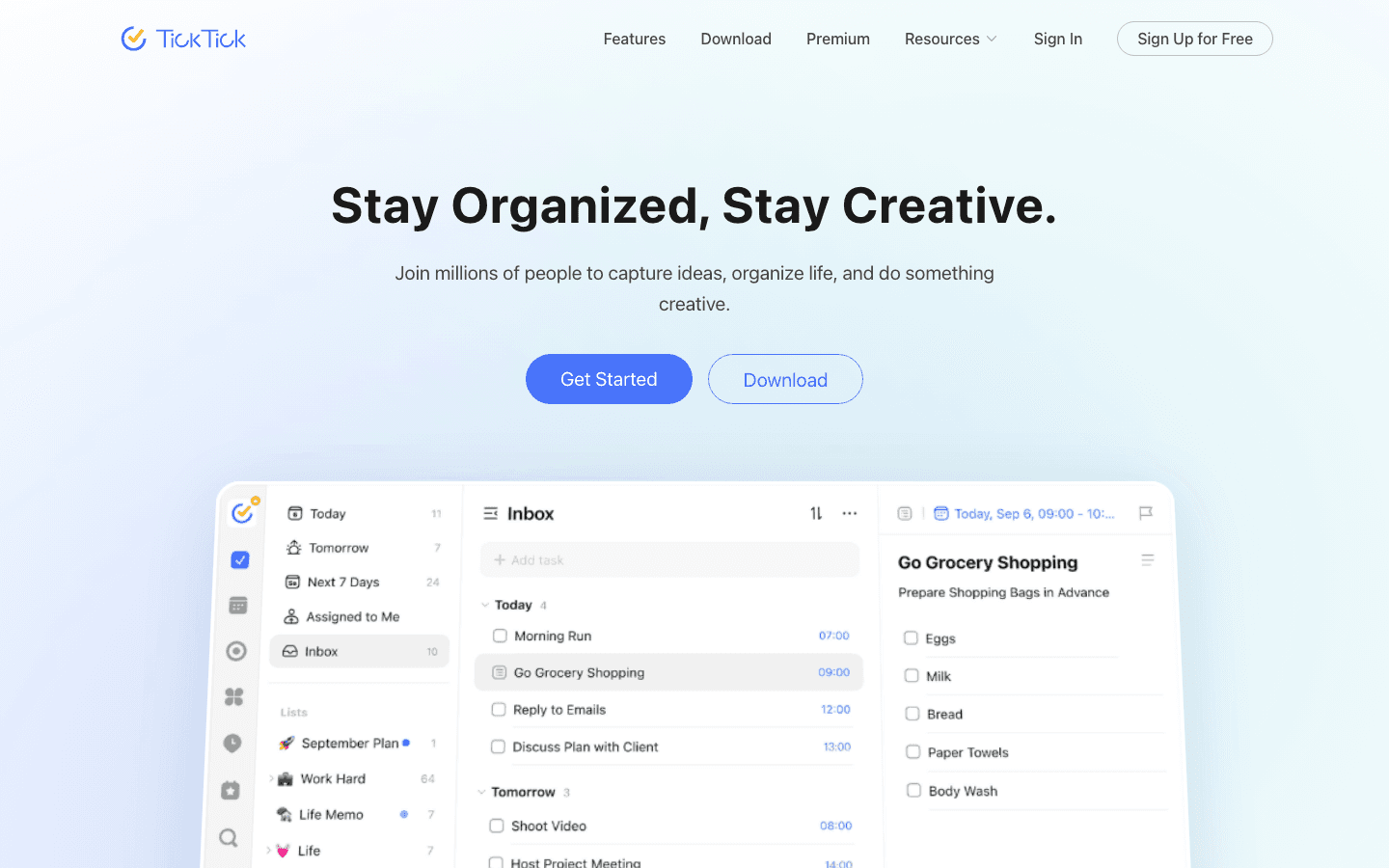 TickTick task manager website