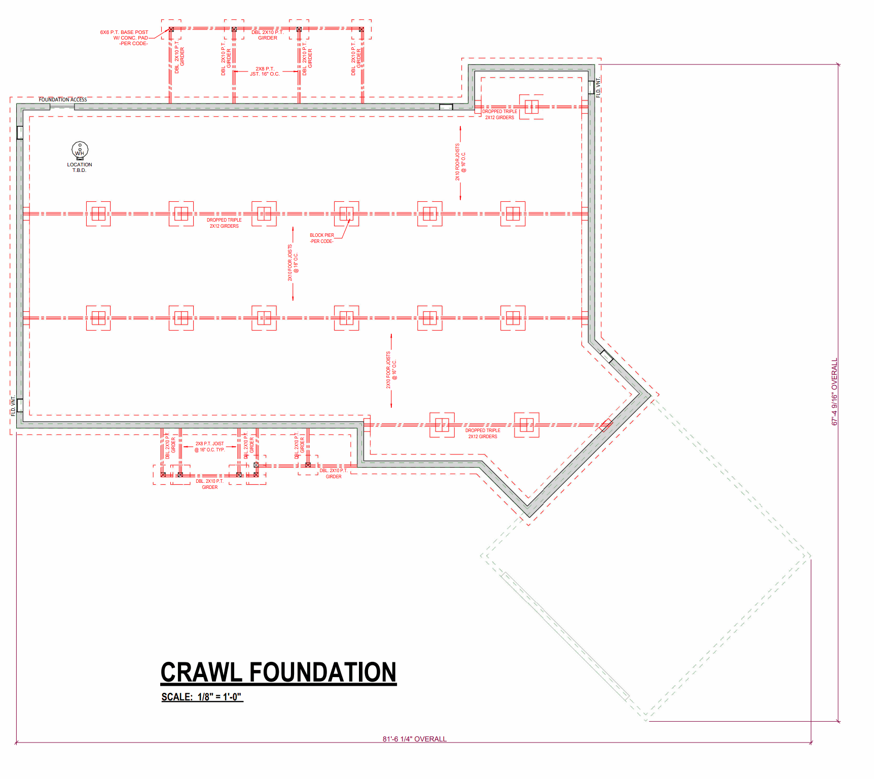 3 bed, 2 bath custom home floorplan