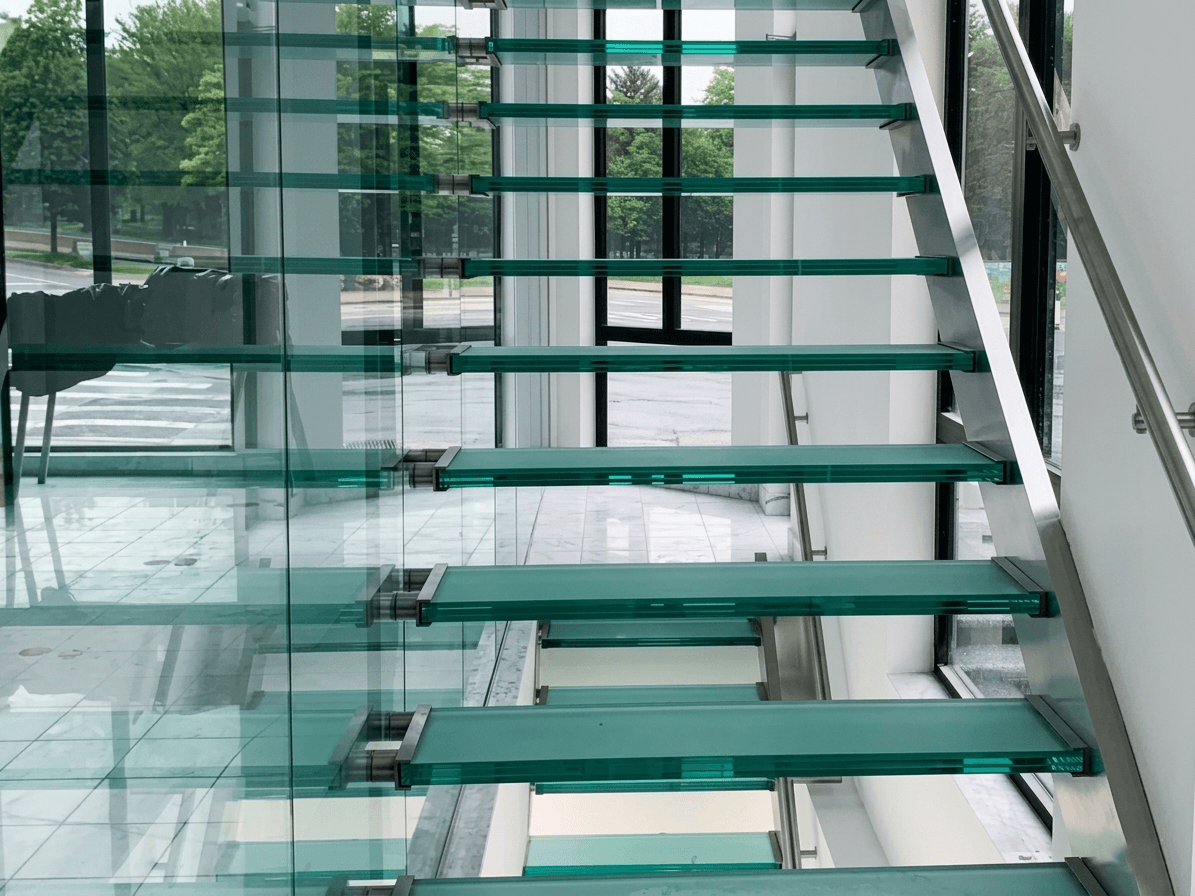 Laminated obscure glass panel with frosted finish