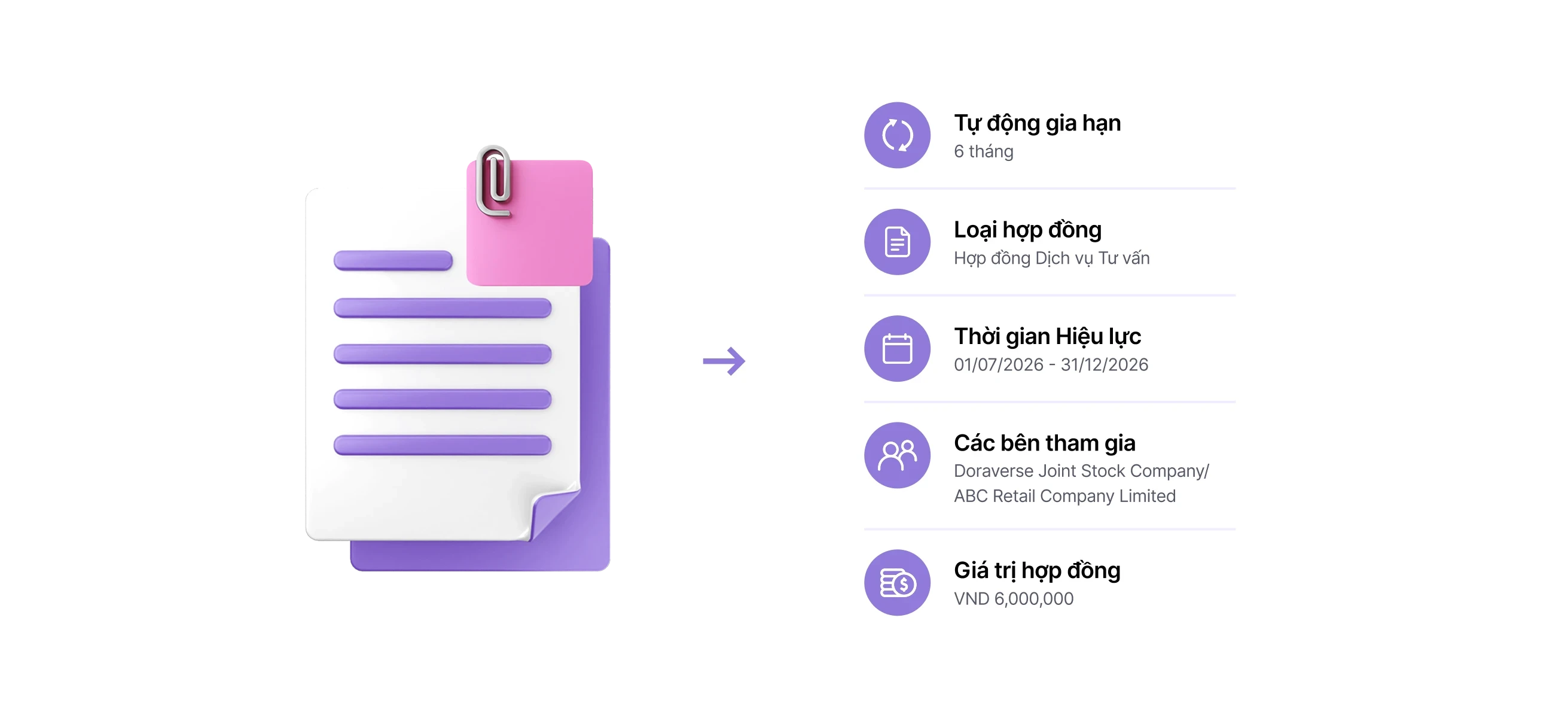 Doraverse Legal Agent trích xuất metadata hợp đồng chính vào danh mục có cấu trúc