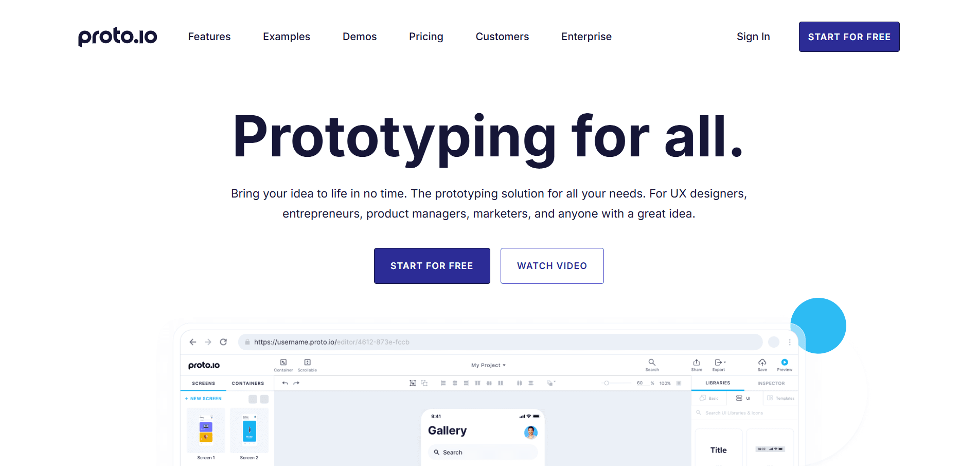 Homepage of the Proto website