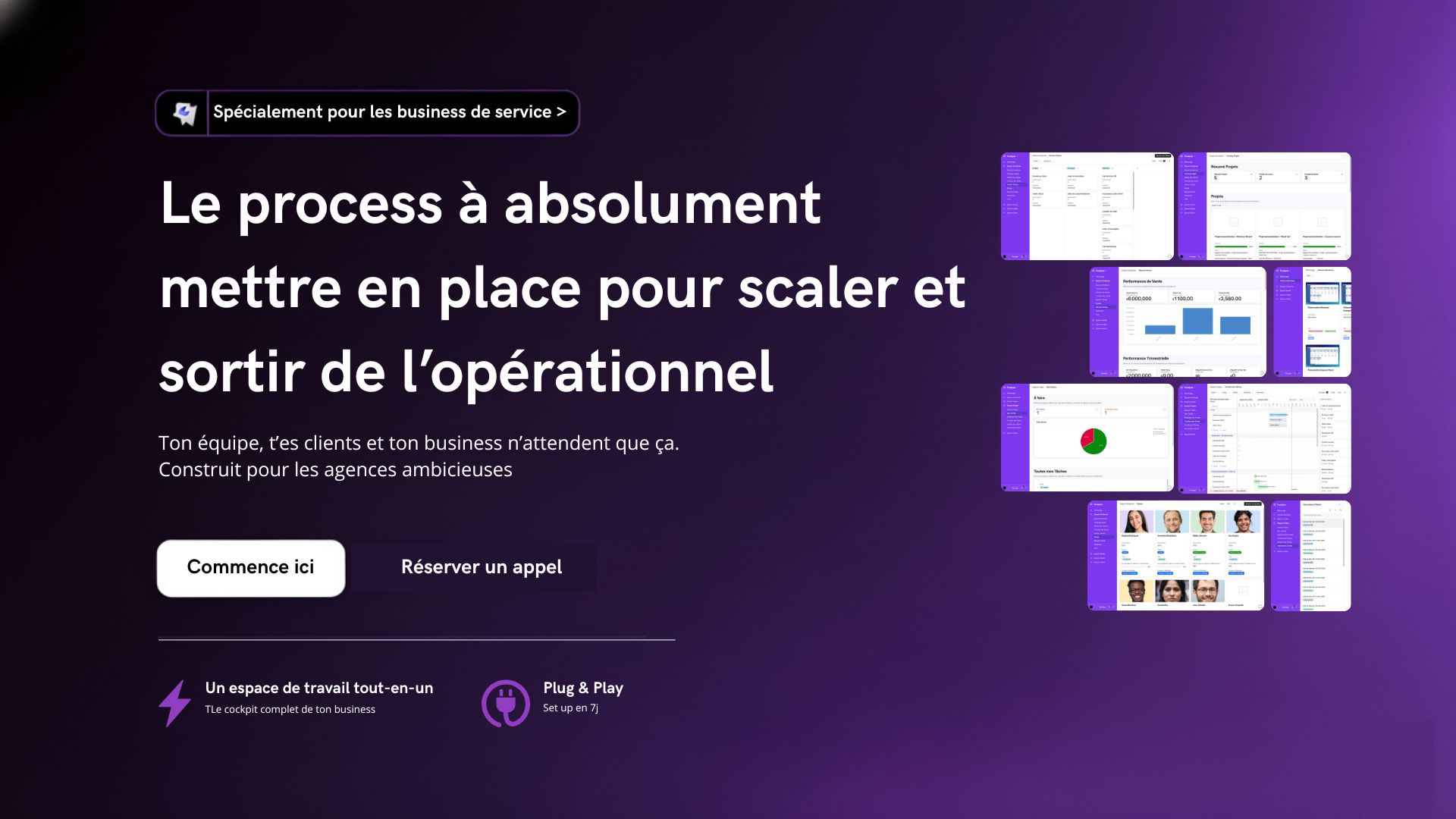 Business dashboard showing revenue, deals, customer list, growth chart, and new activity.