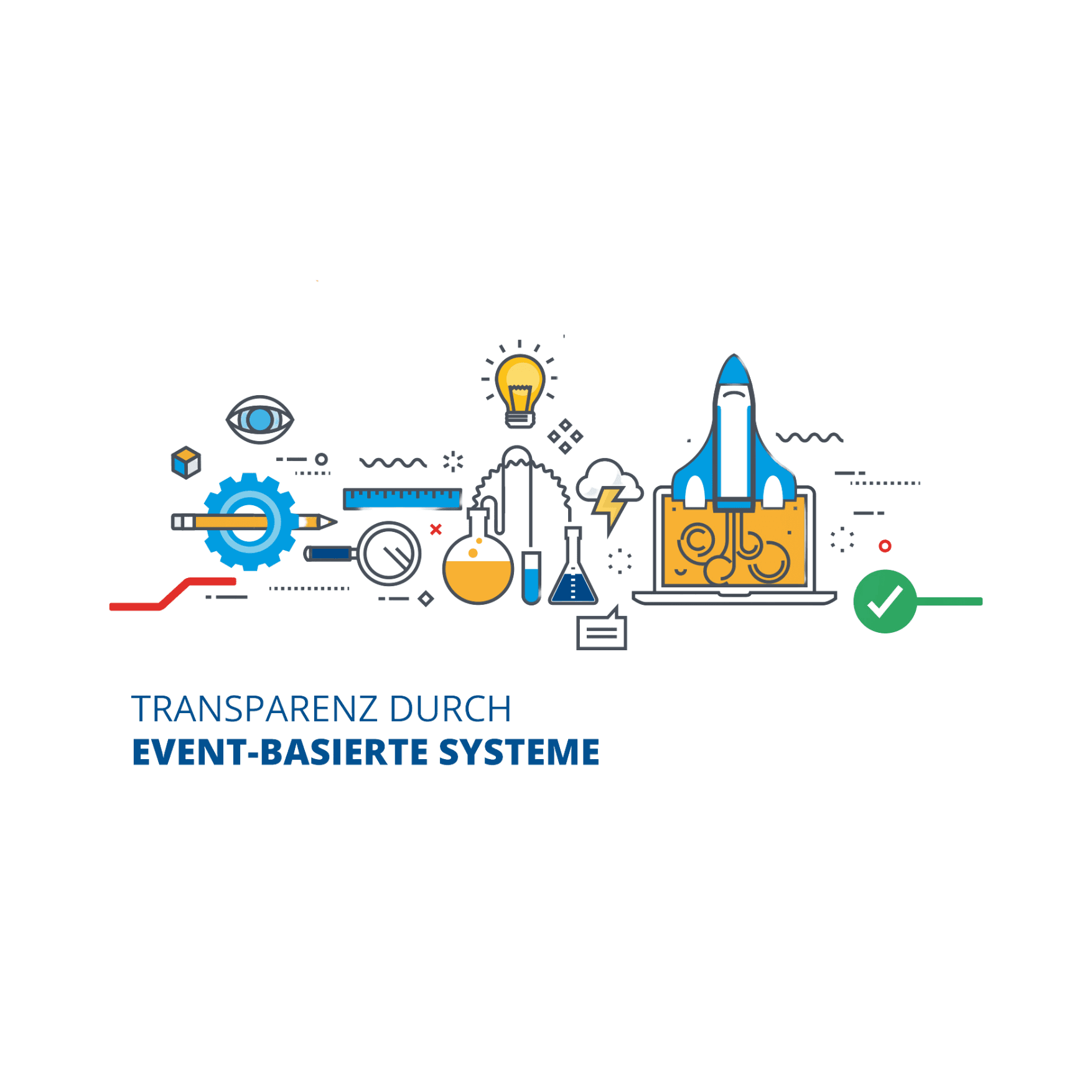 Illustration von Event-Flows und Systemkomponenten – Visualisierung für Event-Driven Architecture.