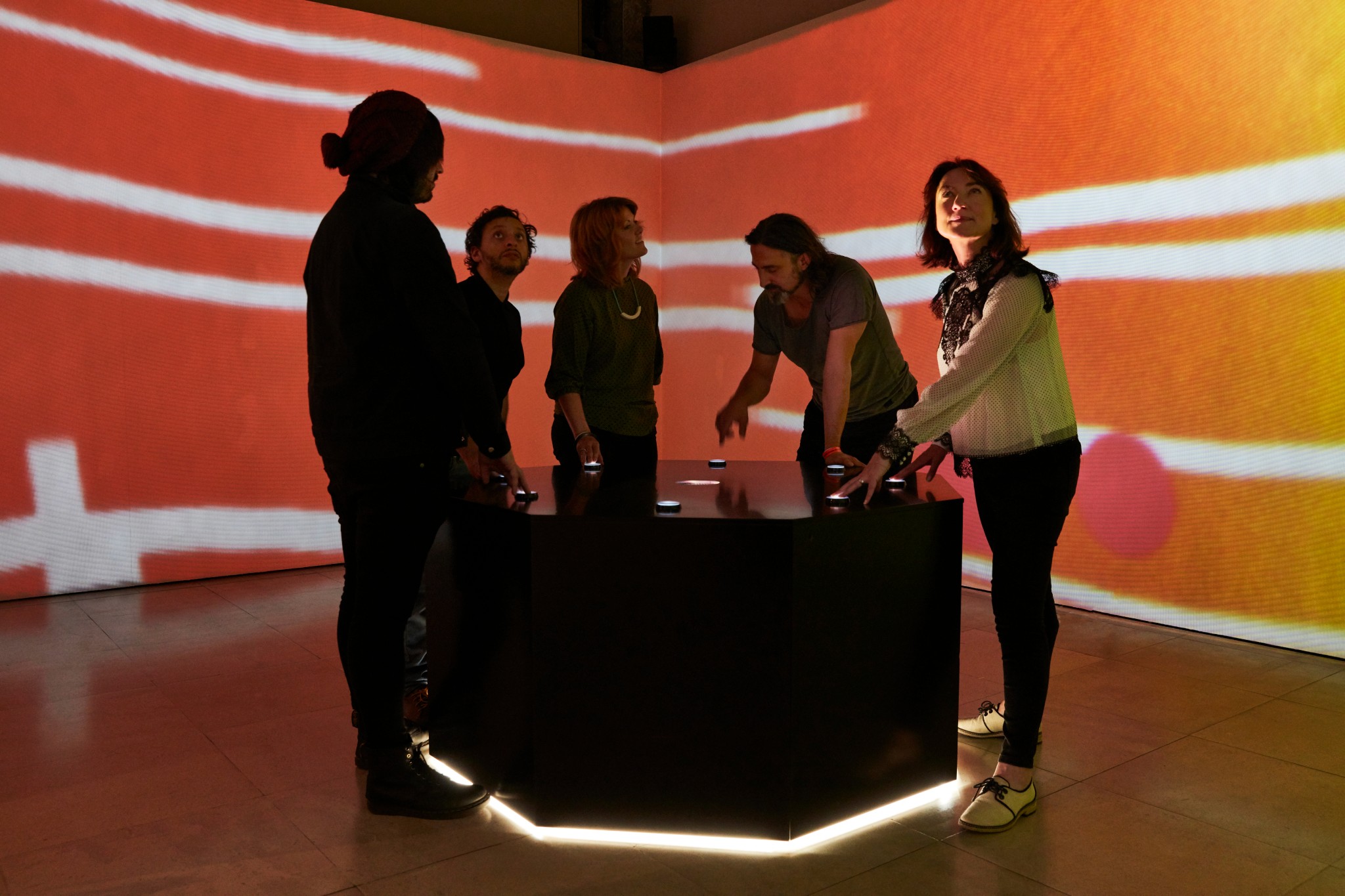 Interactive hi-macs plinth installation for an immersive experience at the London Design Festival