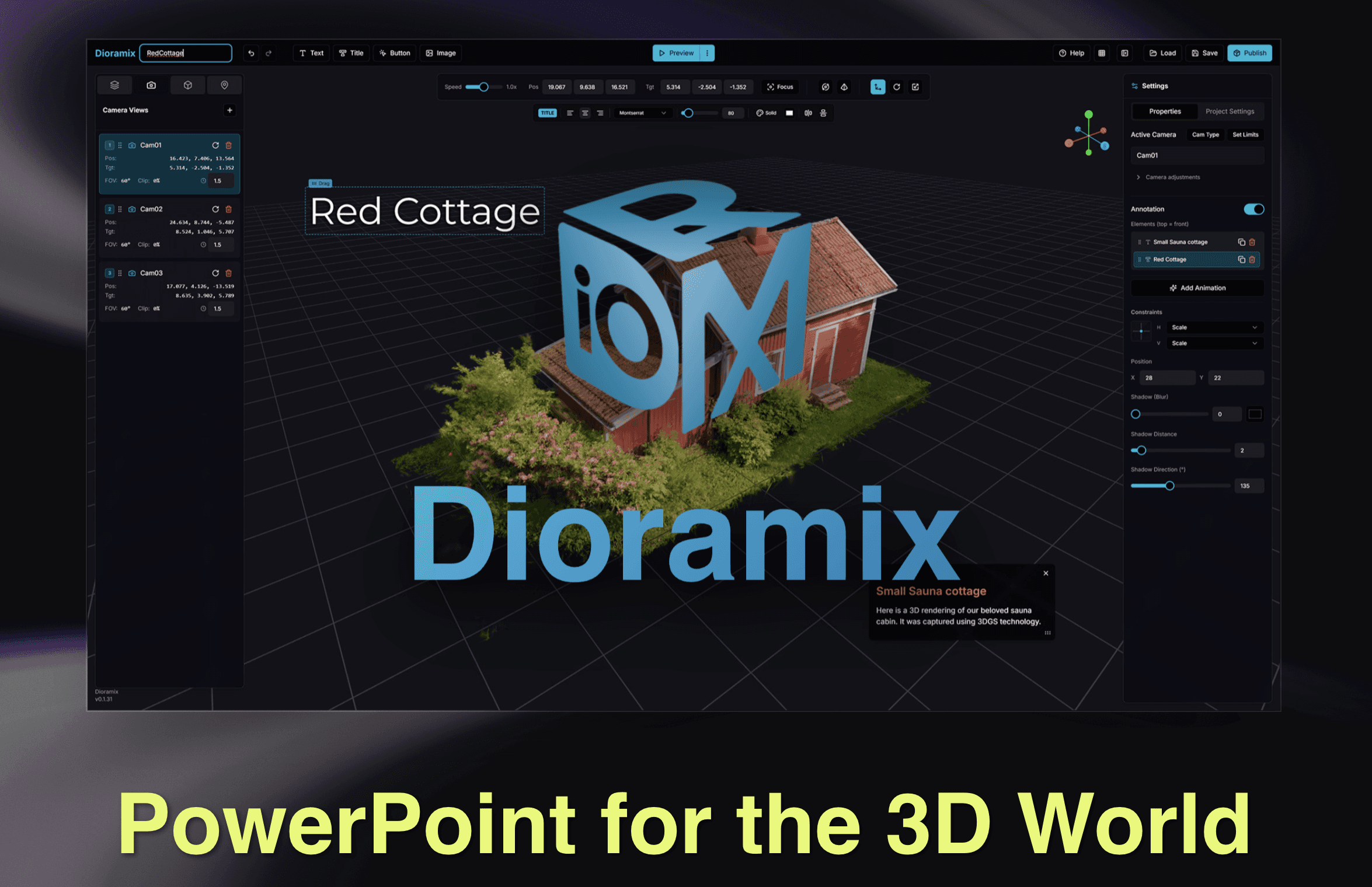 Dioramix Gaussian Splatting