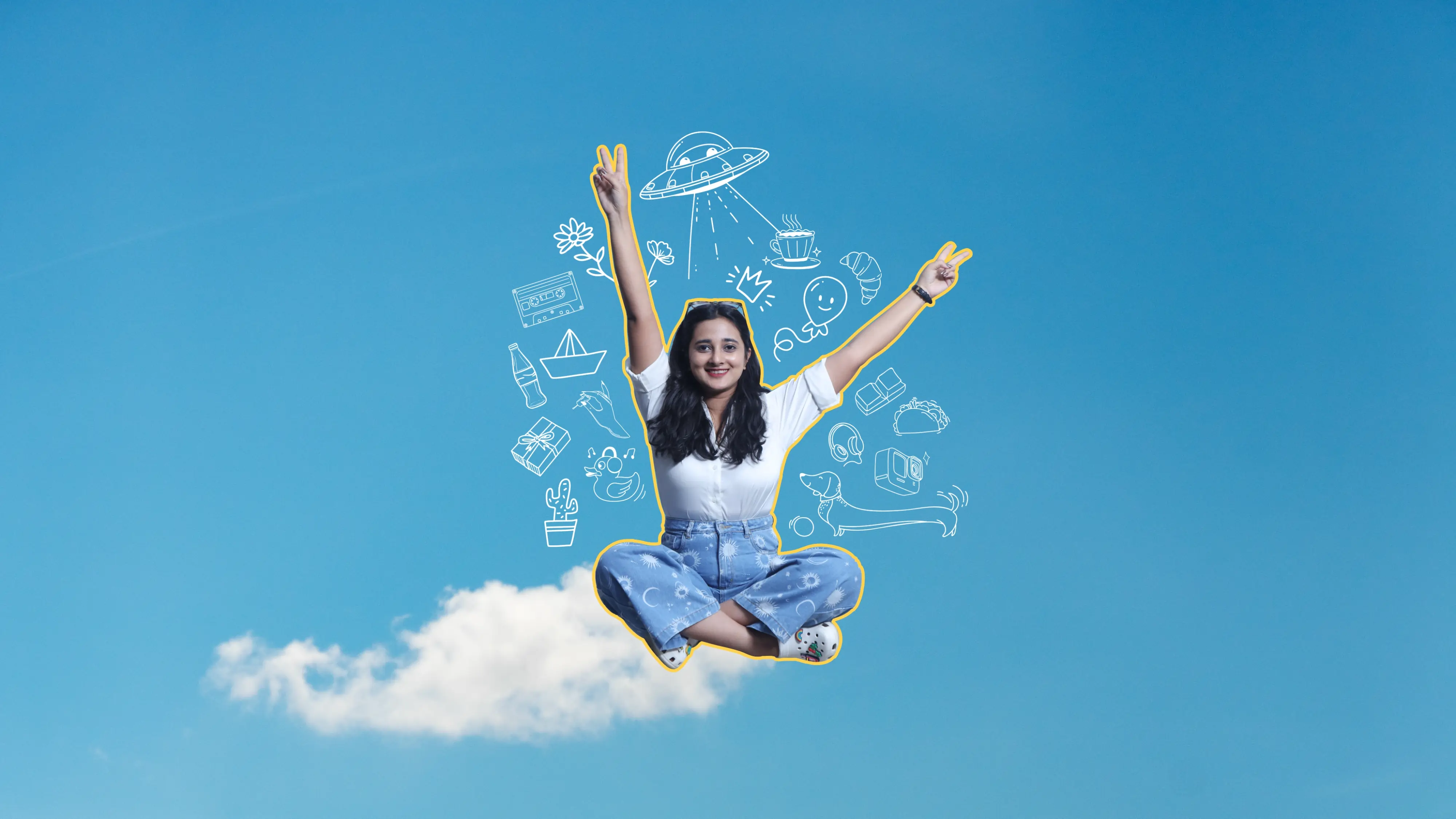 Quirky image of me floating in the sky