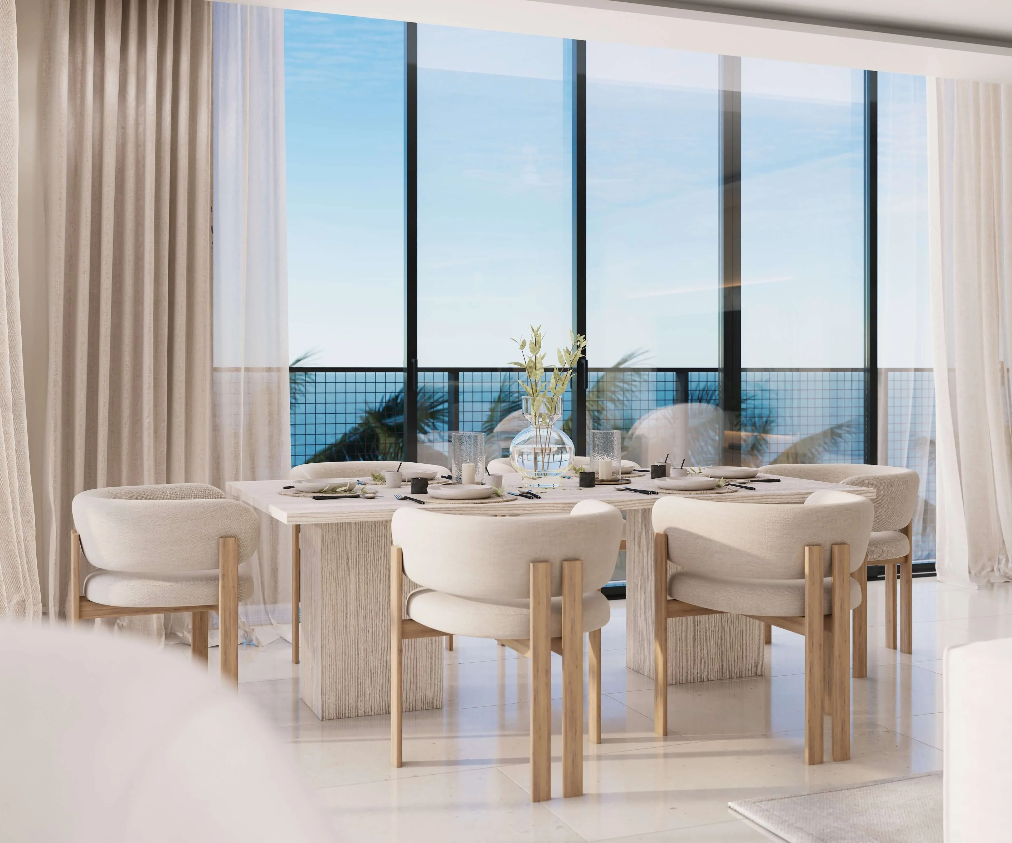 Dining area with panoramic sea view
