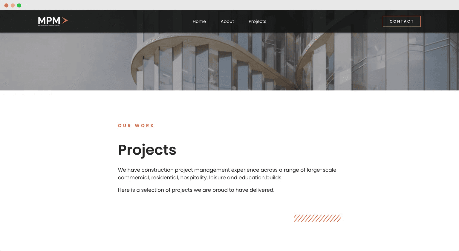 Projects page