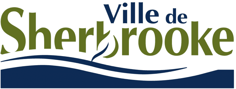 Logo de la Ville de Sherbrooke, avec une vague stylisée bleue et verte.