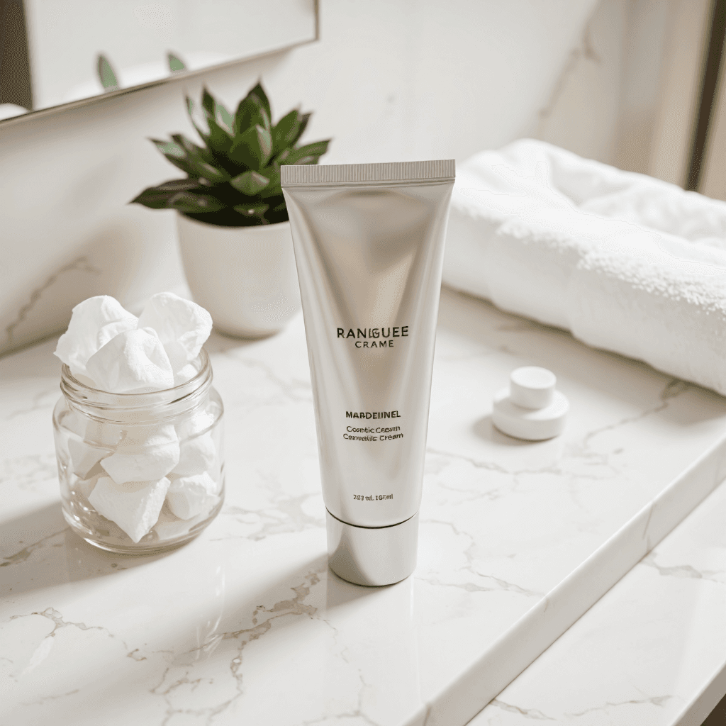 product photography of tube of cosmetic cream