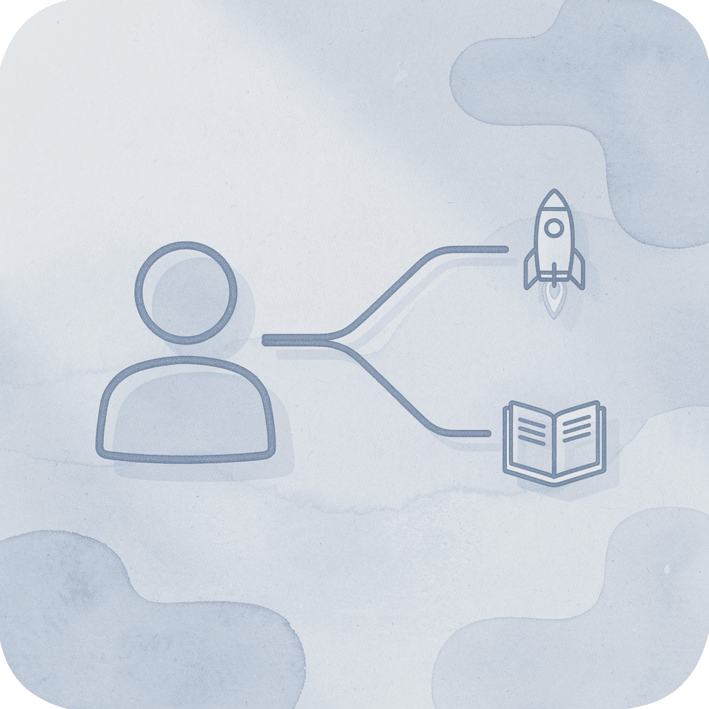 Document icon splitting into two processing paths