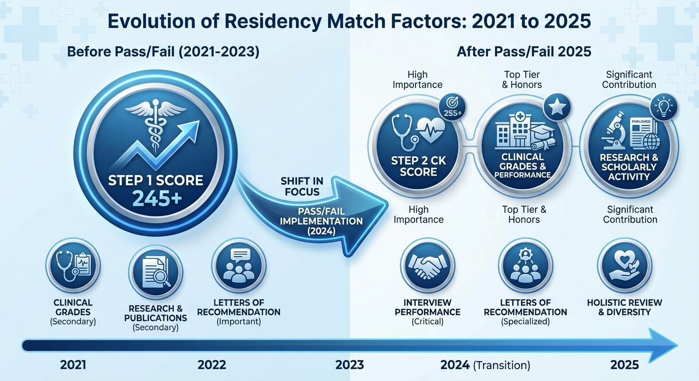 Evolution of residency match factors before and after USMLE Step 1 pass/fail transition