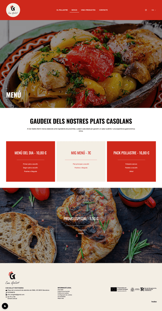 Can Gallet - Web deisgn - Menu page
