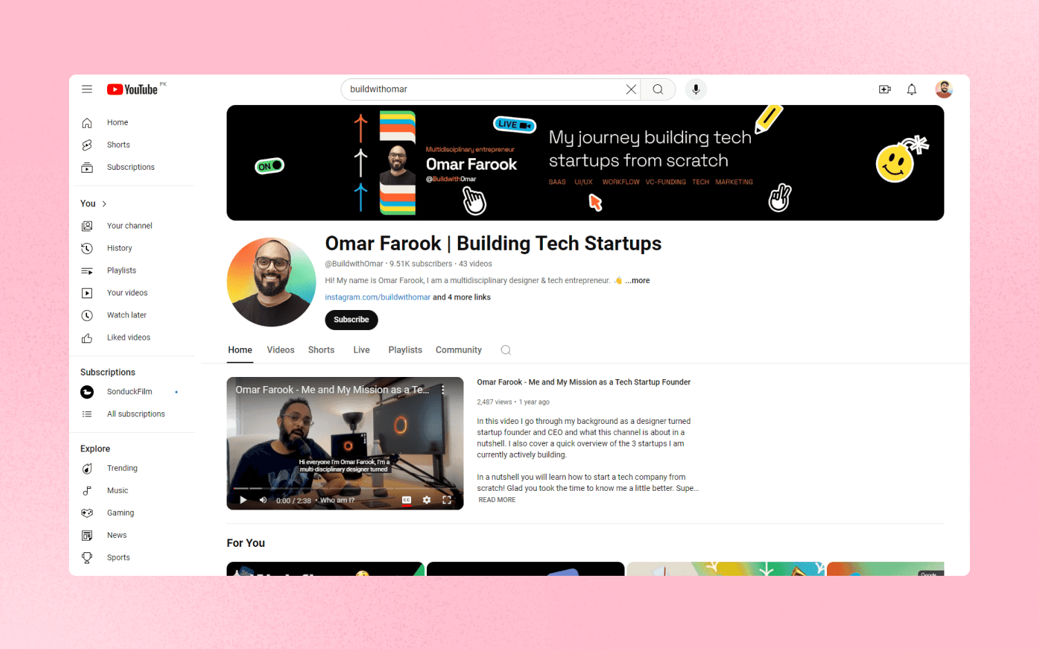 Build with Omar YouTube Channel Art