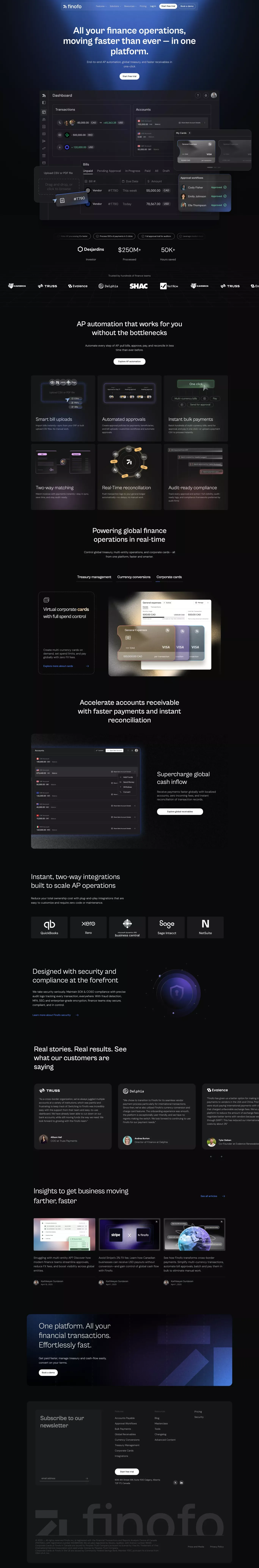 Finofo landing page screenshot showcasing Finance and Tech design