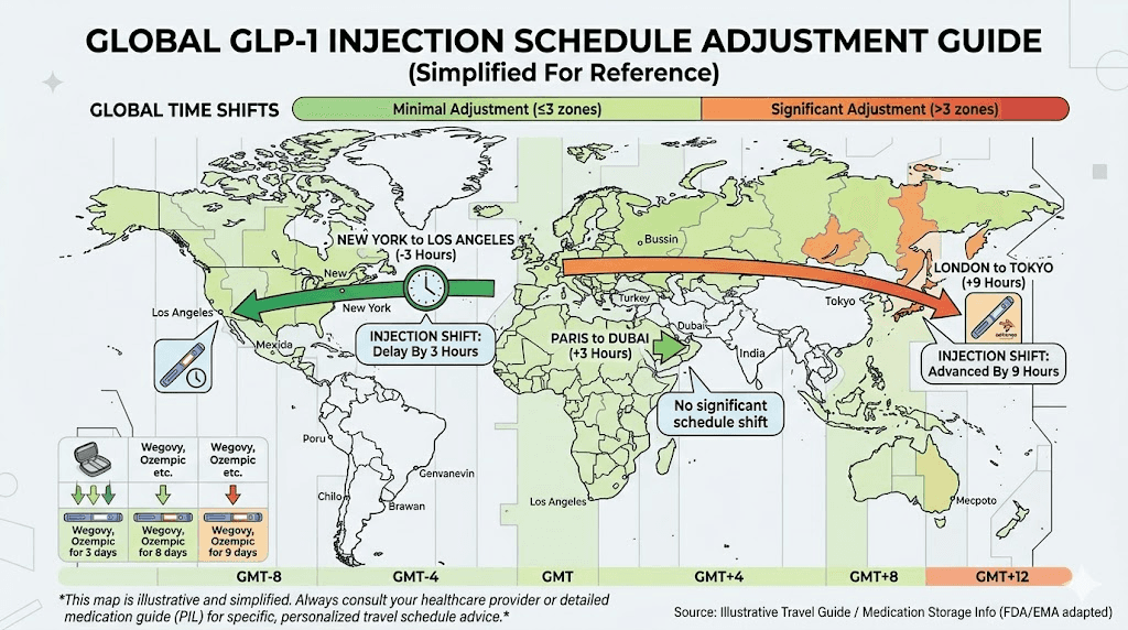 Time zone adjustment guide for GLP-1 injection schedules during international travel