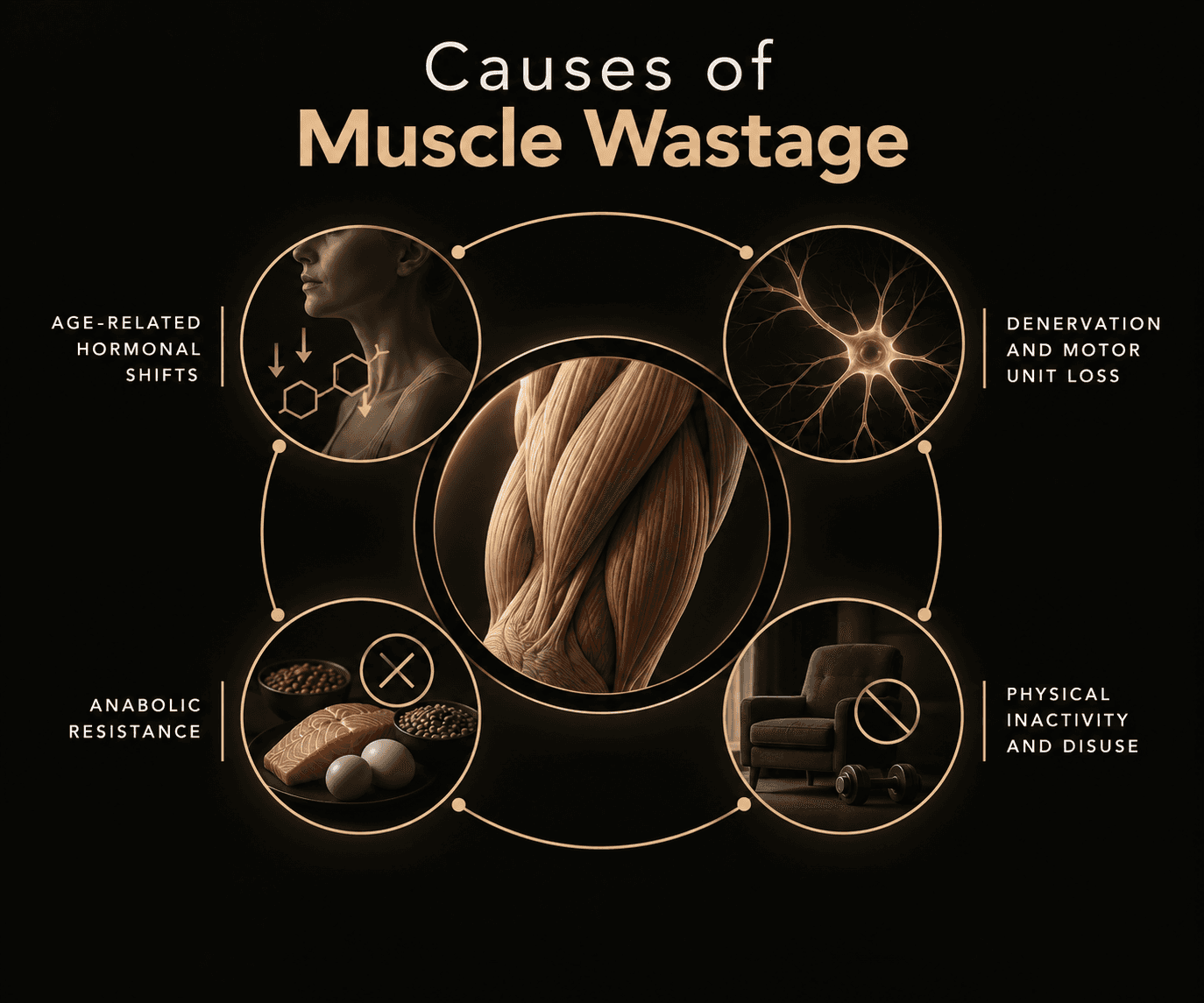 Infographic on the causes of Muscle wastage