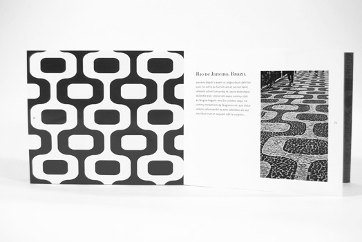 A book showing a fractal design pattern and its usage on a street.