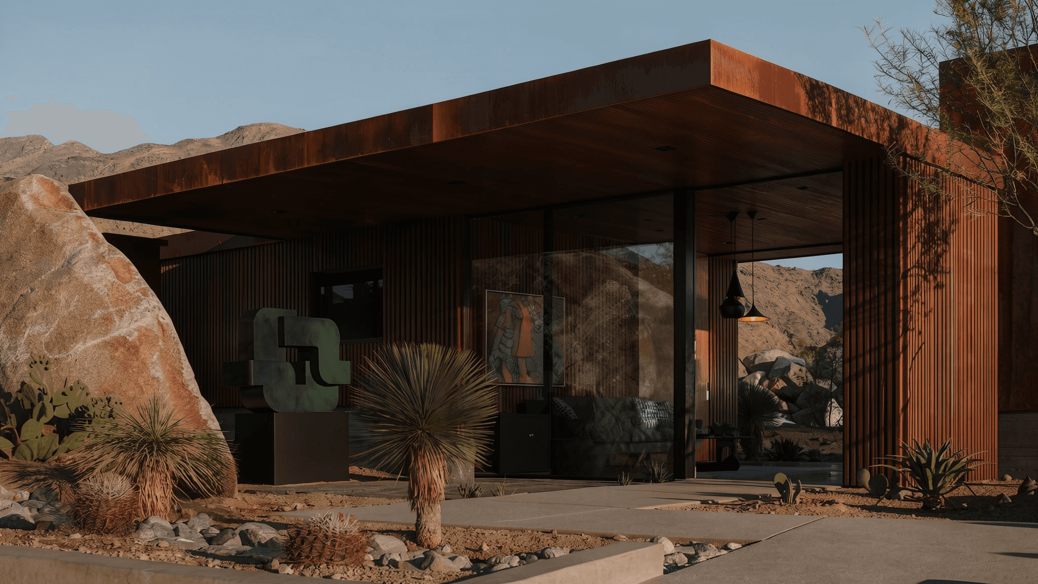 Modern desert house. AI-generated.