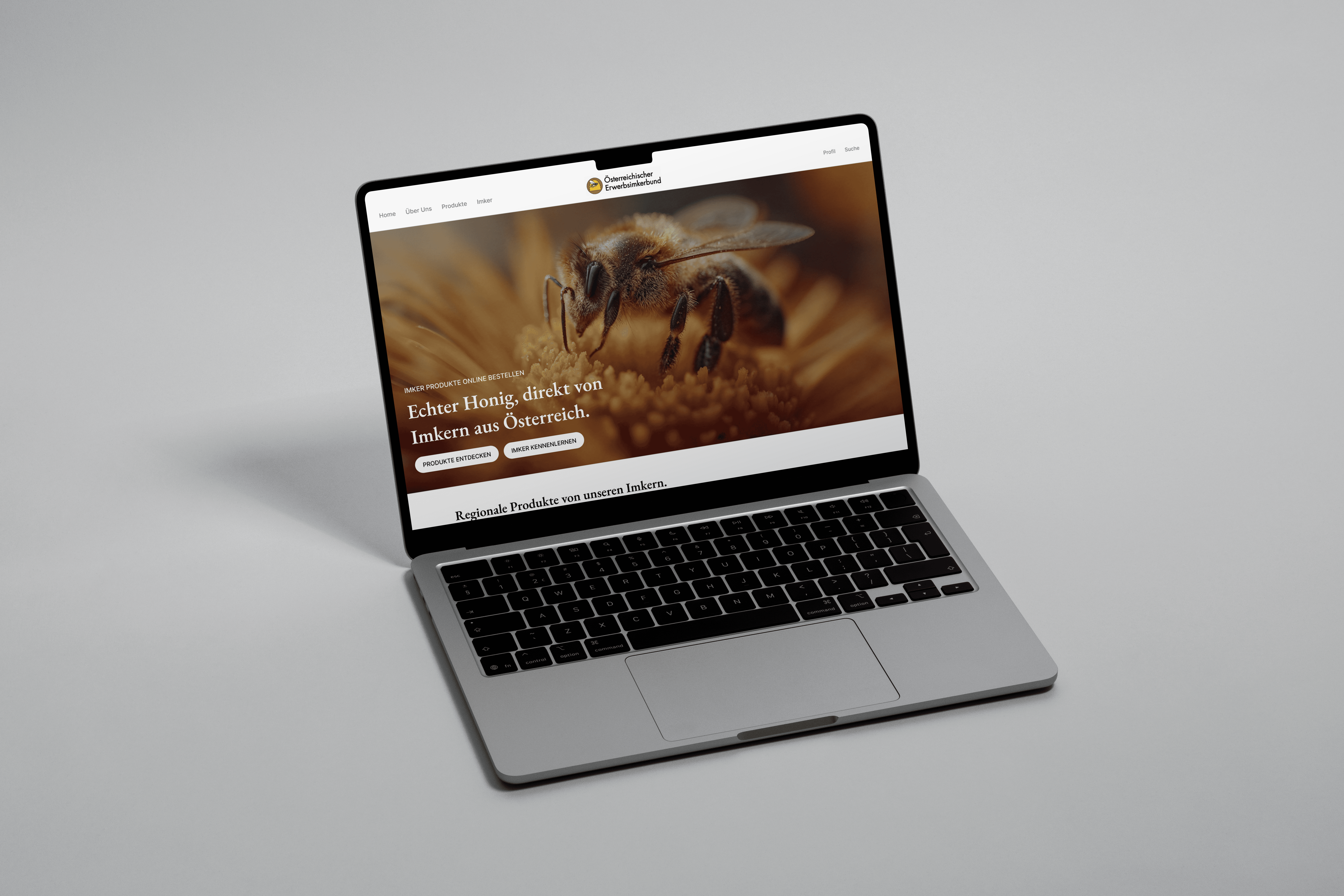 Laptop mit Website des österreichischen Erwerbsimkerbundes