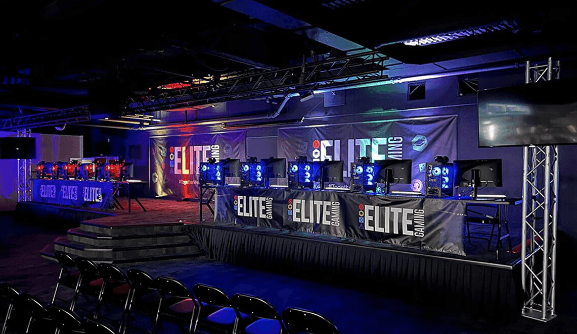 Image showing elite gaming arena's competition space, their stage and setup