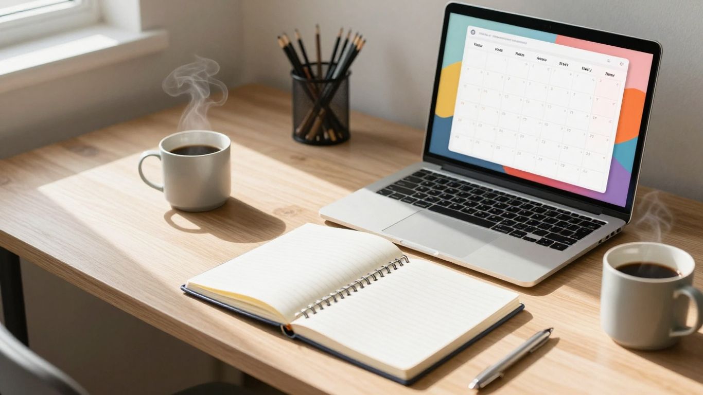 Time blocking app on a laptop screen.