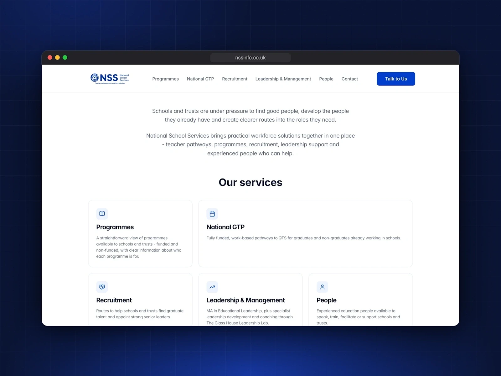 National School Services screen