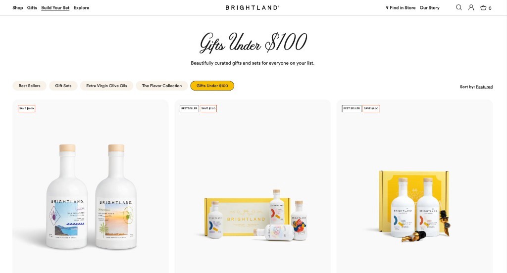 Brightland gifts under one hundred dollars collection page