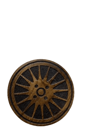 Handcrafted wheel design wooden coaster