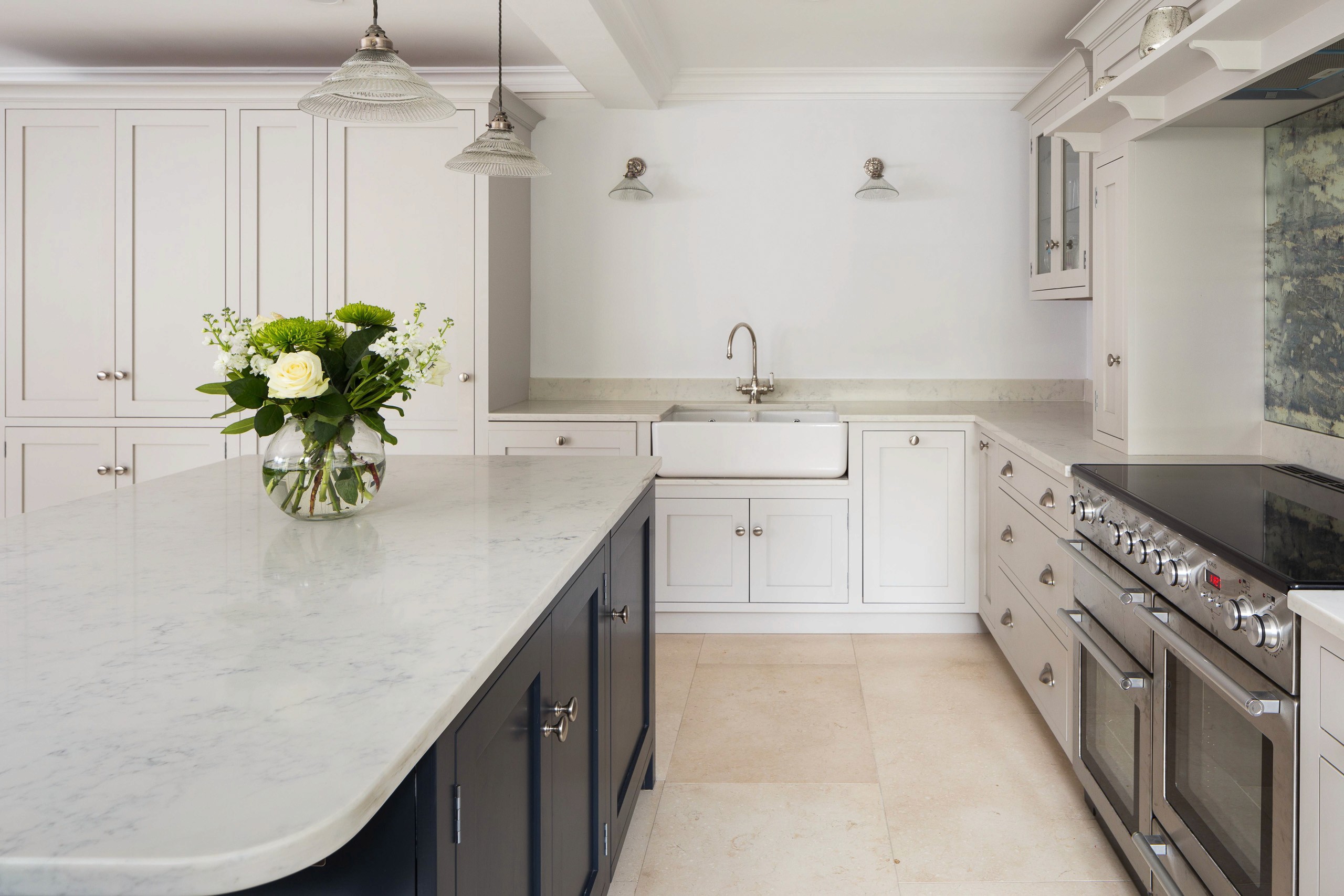 blue shaker kitchen door in chinley derbyshire