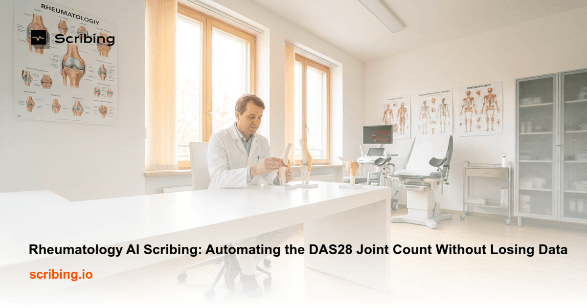 Illustration representing automated joint count documentation in rheumatology using AI scribing technology
