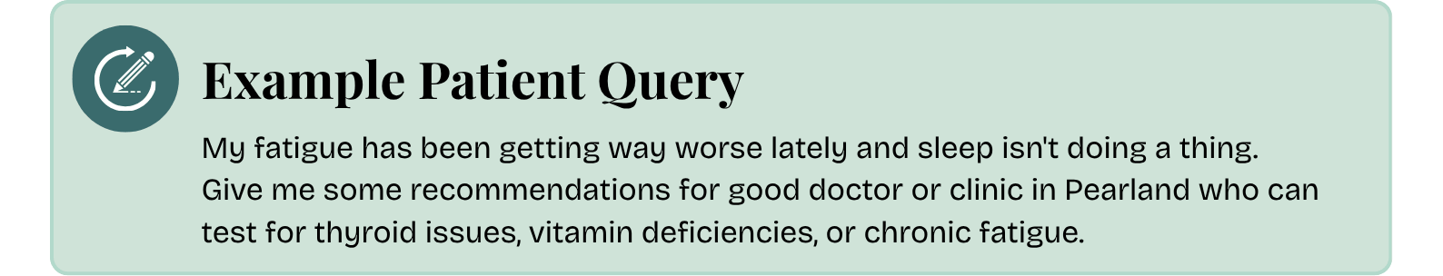 Patient query about fatigue with AI-powered tool