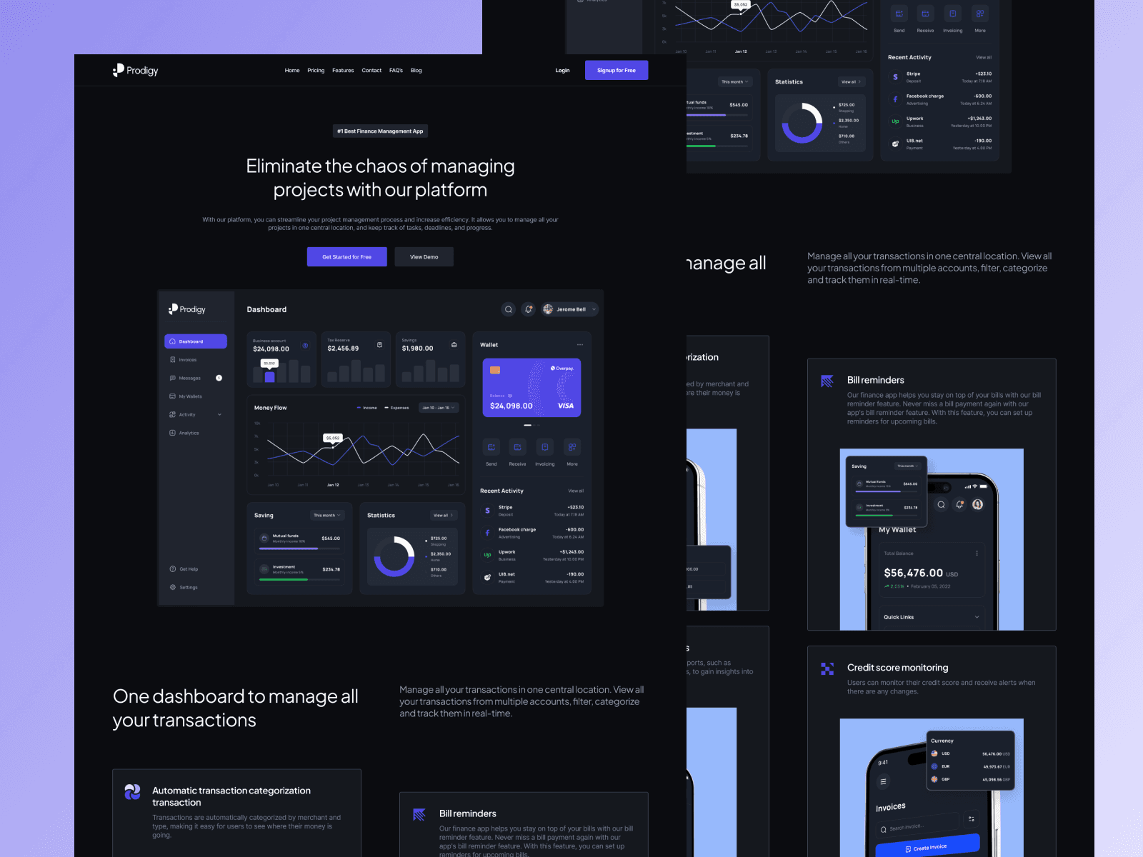 Prodigy Fintech Webflow Website