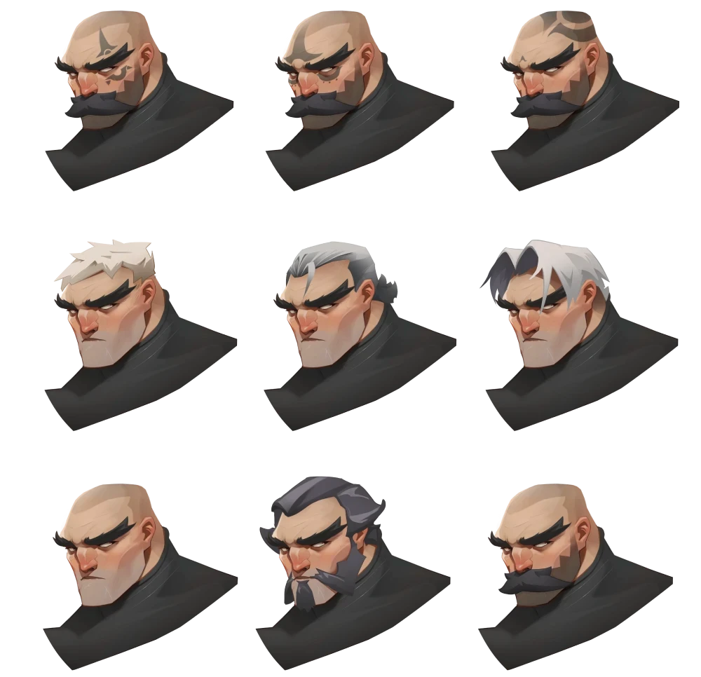 Veskar – head profile variations concept art by Kuba Fidler