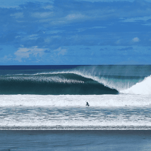 Large wave crashing on shore – surfboard rental in playa-colorado