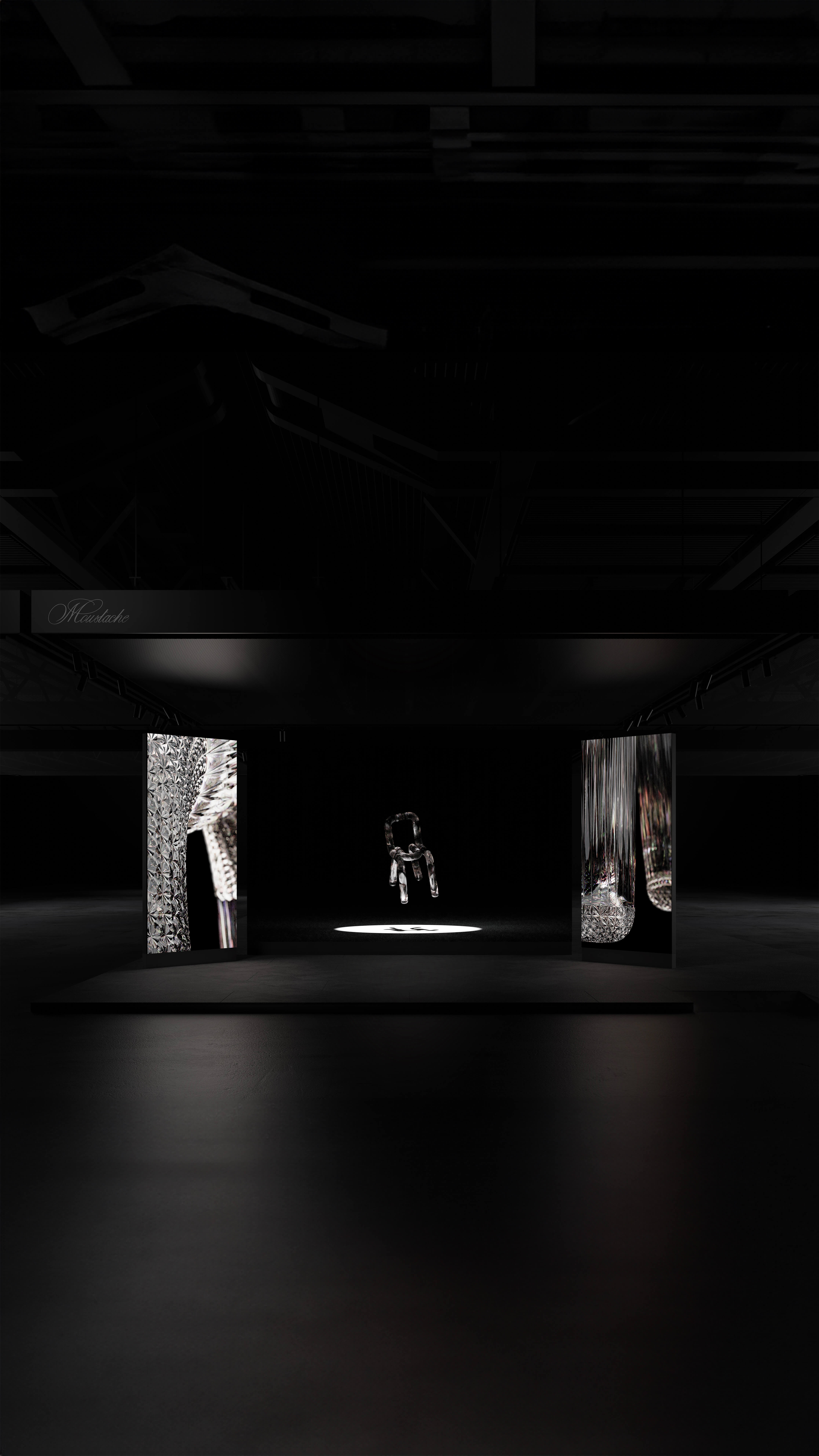 Exposition chaise BOLD en cristal sur écrans