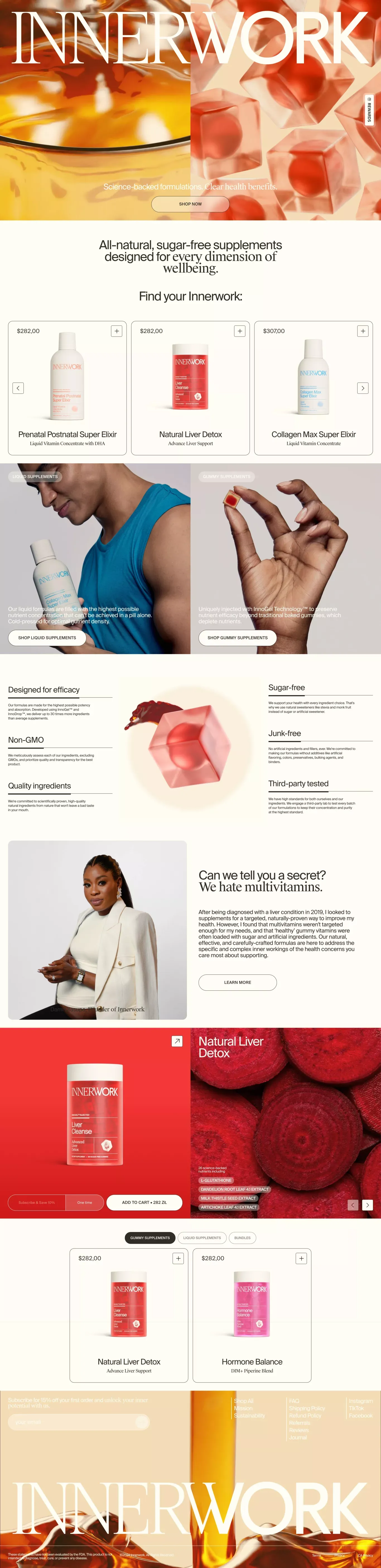 Innerwork ecommerce page screenshot showcasing Ecommerce and Health & Fitness design