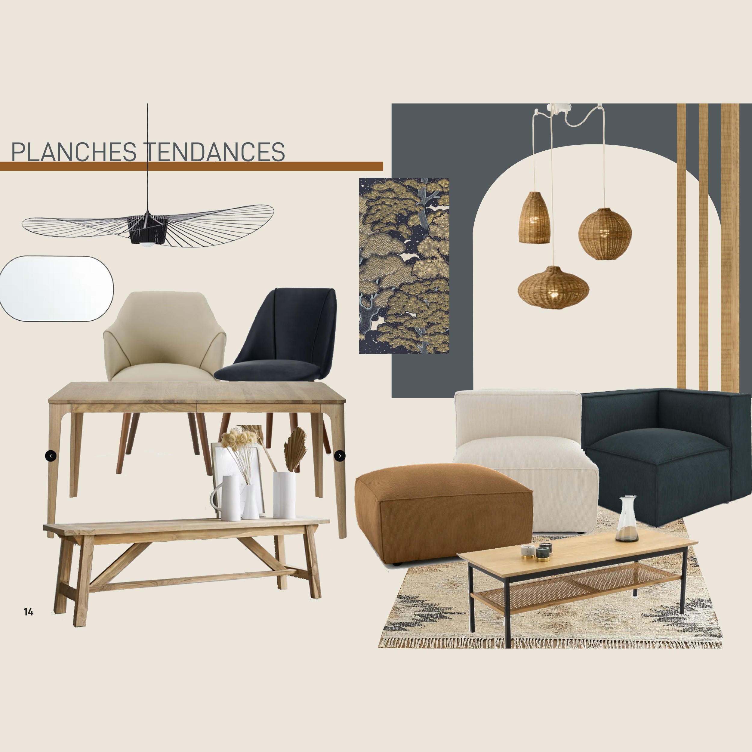 Planche de tendandes pour le mobilier et les couleurs.