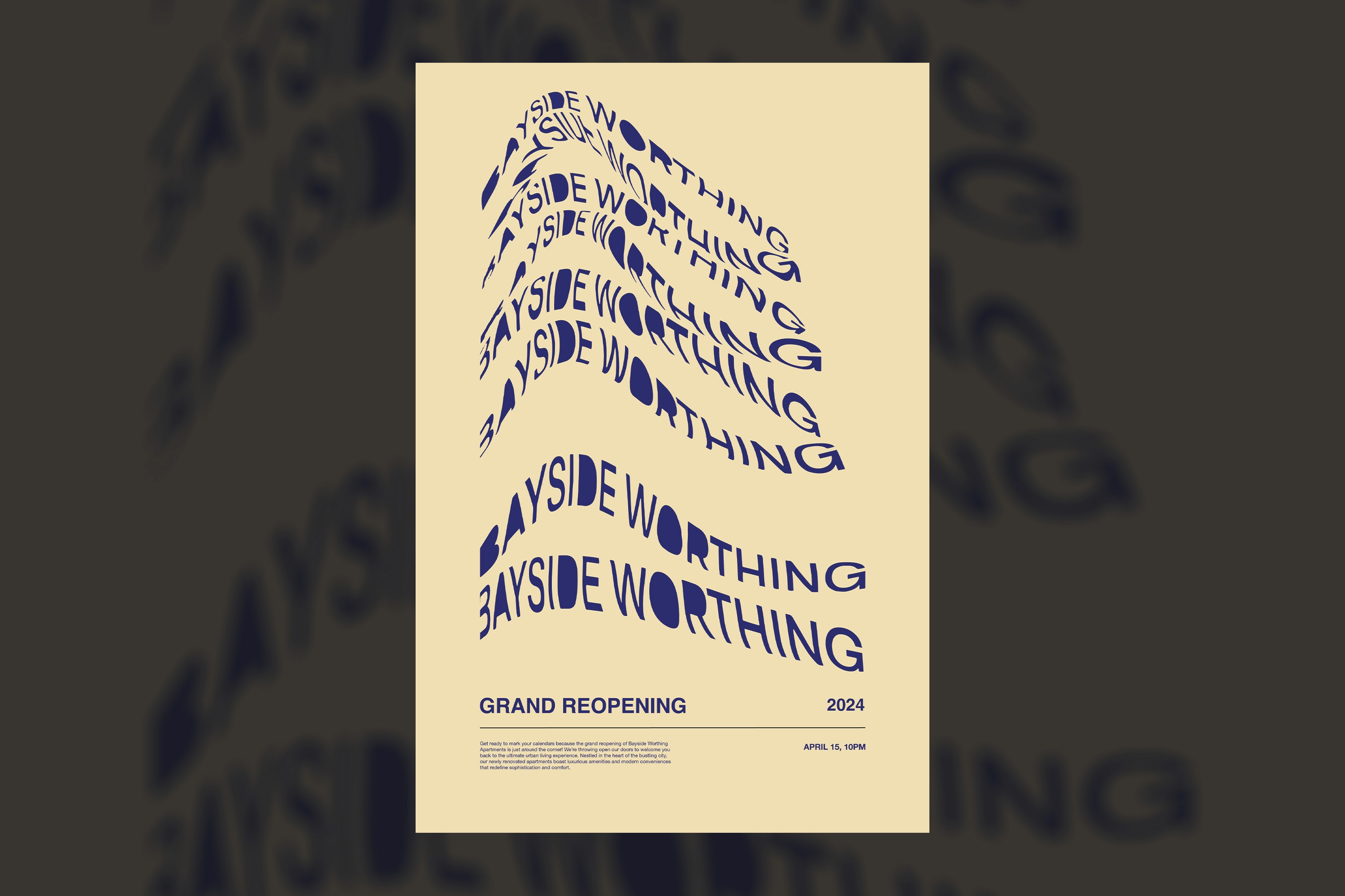 Bayside Worthing Yellow Poster Mock