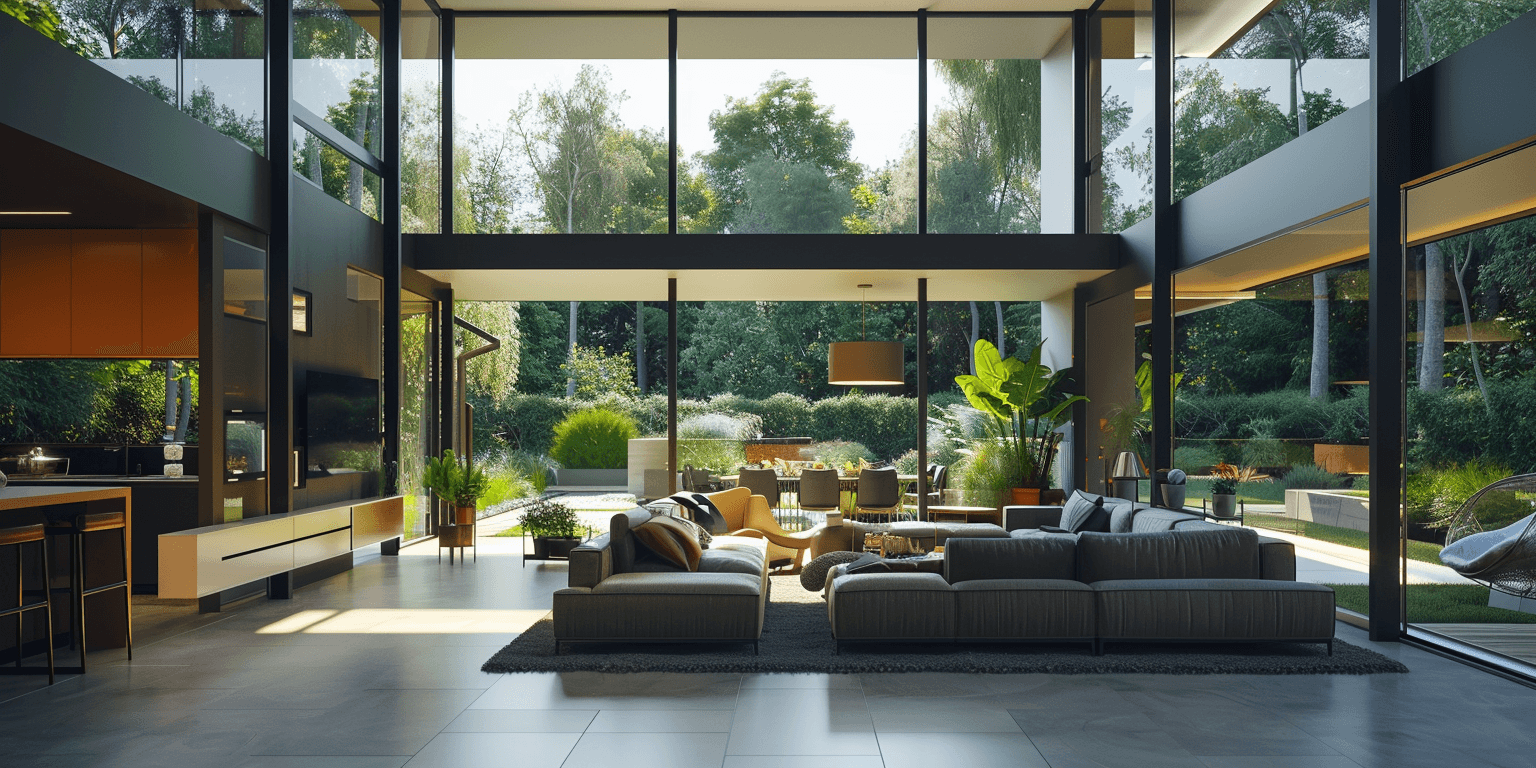 Modern interior with large windows