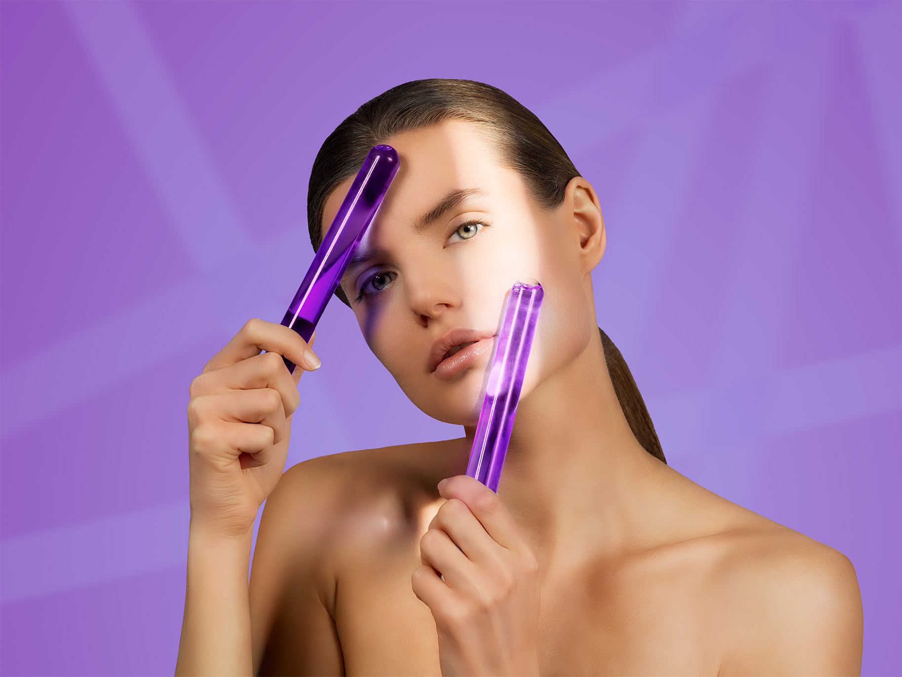 croma-saypha-volume-plus-lidocaine-dermal-filler-model-holding-purple-glass-sticks-canada