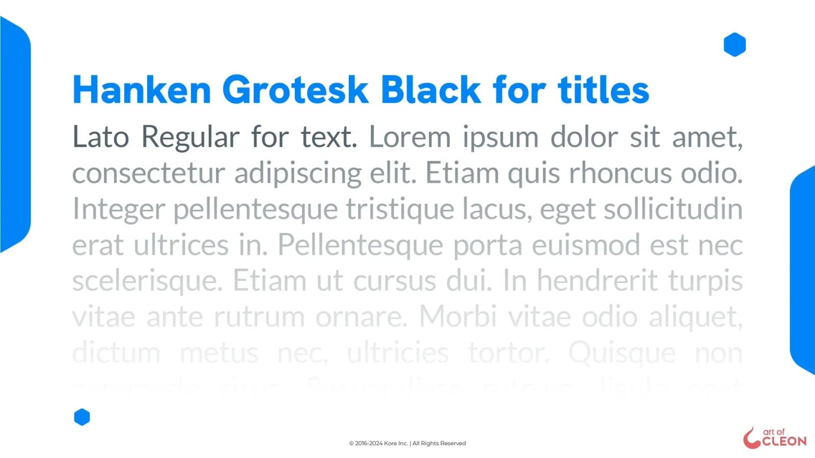 A typography specimen with a large Hanken Grotesk Black headline above several lines of Lato body text, which gradually fade toward the bottom of the composition.
