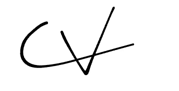 Signature of two initials "C" and "V". 