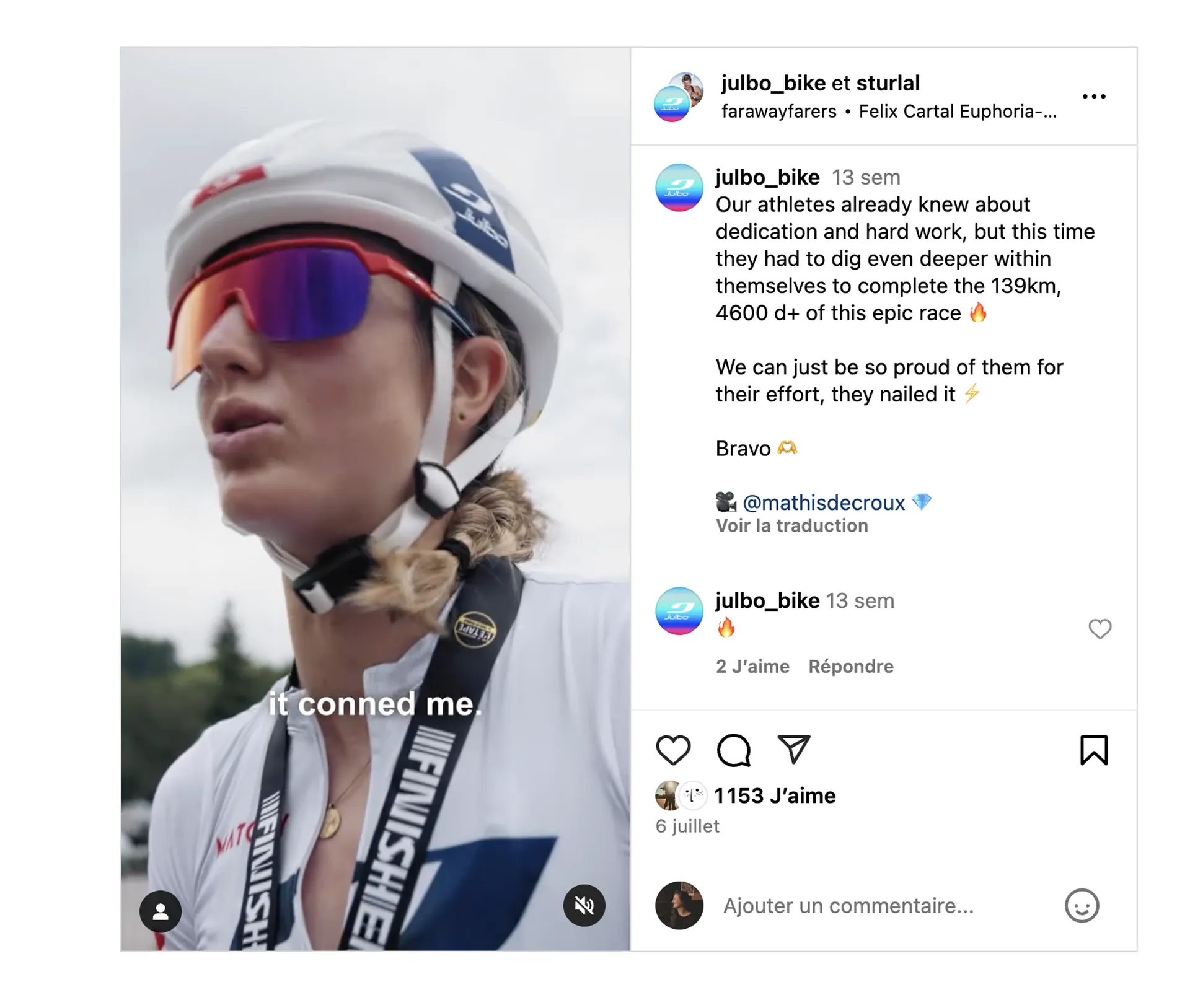 Instagram post - Portrait of a Julbo athlete after the race — Outdoor Perspectives